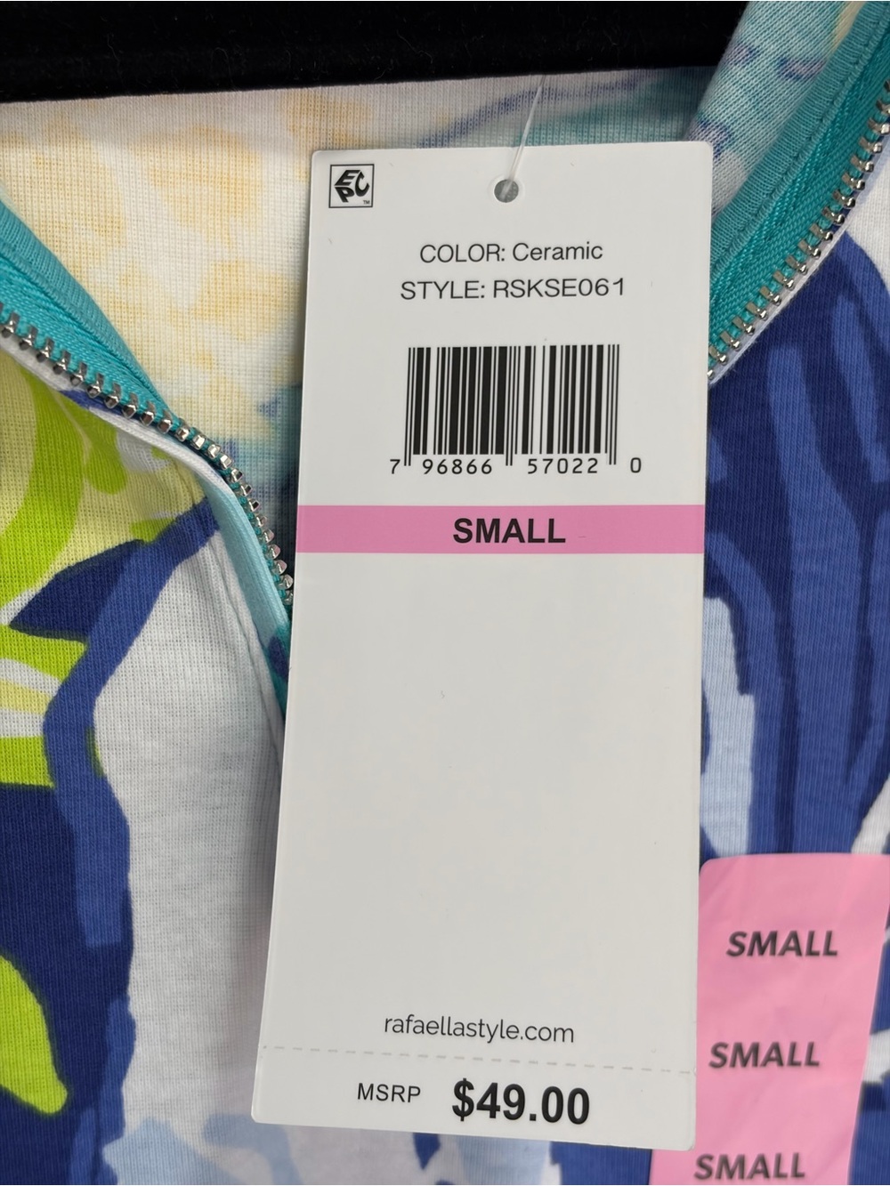 Rafaella Sleeveless Zip Polo in Teal, Blue & Yellow Floral NWT SMALL - Picture 7 of 10